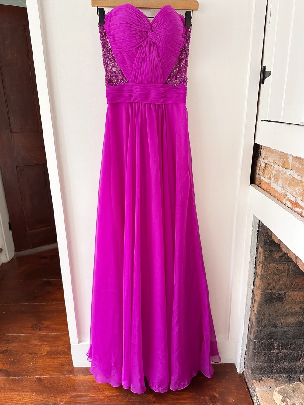 LA FEMME purple lace prom dress